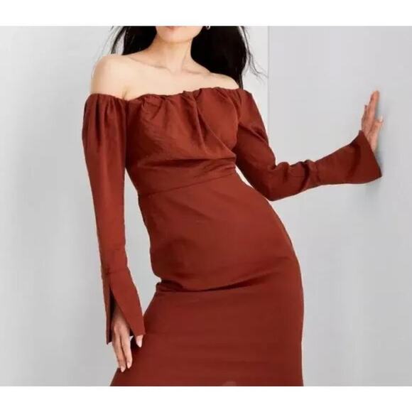 Future Collective Dresses & Skirts - Women's Off the Shoulder Long Sleeve Midi Dress - Future Collective with Reese 2